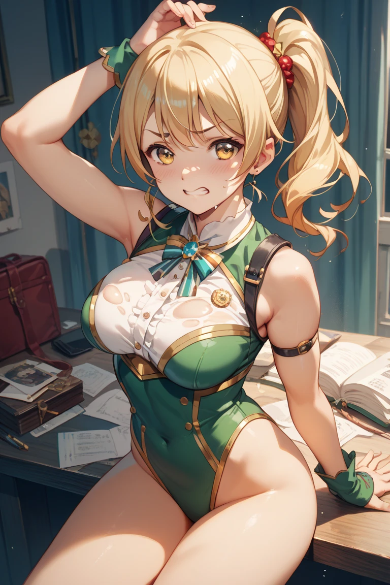 Housemaid,big breasts,Big hips,smile,green eyes,blonde,ponytail,8 k,Sun