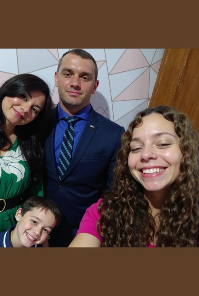 There are three people posing for a photograph with a girl, Directed by: Nandor Soldier, Happy family, cabrito, by Amelia Peláez, fotografia, In Sao Paulo, Simon Hollosy, ástor alexander, Edon Guraziu, 4 mil!!!, fotografia do perfil, Postagem 4k, 4 k post, by Almada Negreiros