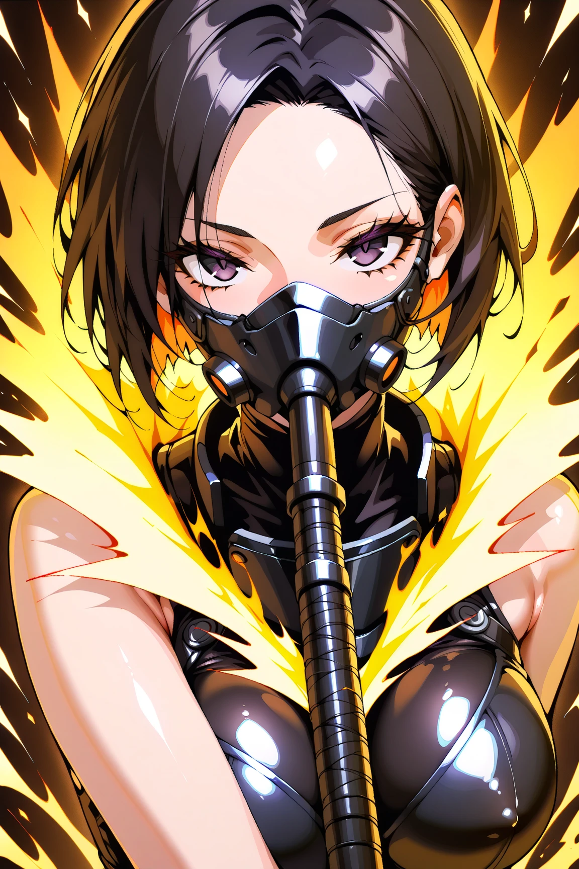 nuclear sexy waitress gas mask black and yellow