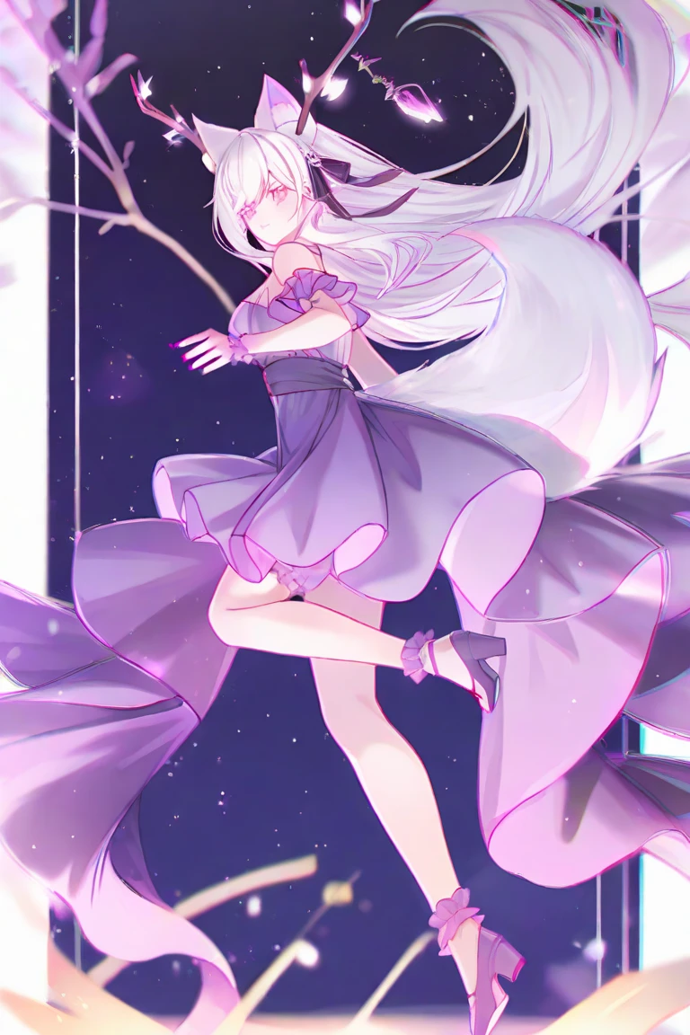 ((masterpiece:1.4, best quality))+, (Super detailed)+,(super detailed eyes)+,
(cute 1girl),15 years old,(scarlet eyes:1.15),silver hair, very long hair,messy hair,(Variza:1.2),Pale complexion,shut up,sad,
(She is wearing a lilac short dress:1.6),(Big breasts:1.2),(Off-white short dress:1.45),(lilac clothes:1.2),(skinny:1.4),
(despair:1.3),Gothic,
leaf,(vine tree:1.1),
(Silver moonshine:1.01),red,
(Heavy monochrome:1.16),(depth of field:1.4),（round, firm breasts），barefoot，float，water surface，（long legs，long legs，long legs，Gestalt），full-body shot。standing posture