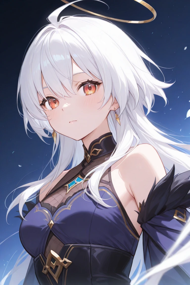 best qualtiy，tmasterpiece，The is very detailed，4K，Gray hair and shallow eyes，Drag cool expressions，Wolf ears，Erect scar on the left eye，British style，1girl，Absolutely beautiful, big bust, white costume