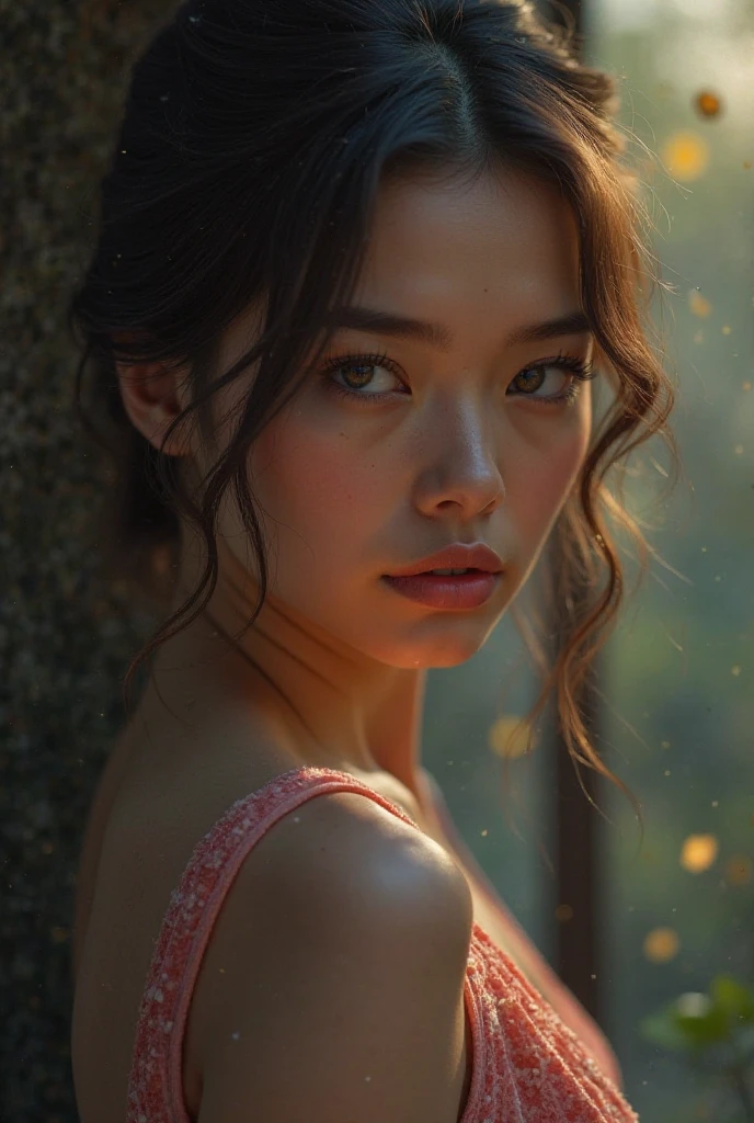 detailed portrait, realistic facial features, warm expression, thoughtful gaze, elegant posture, high quality, 8k, hdr, studio lighting, masterpiece, photorealistic, vivid colors, cinematic lighting, moody atmosphere, dramatic scene, dramatic lighting, fantasy landscape, digital painting