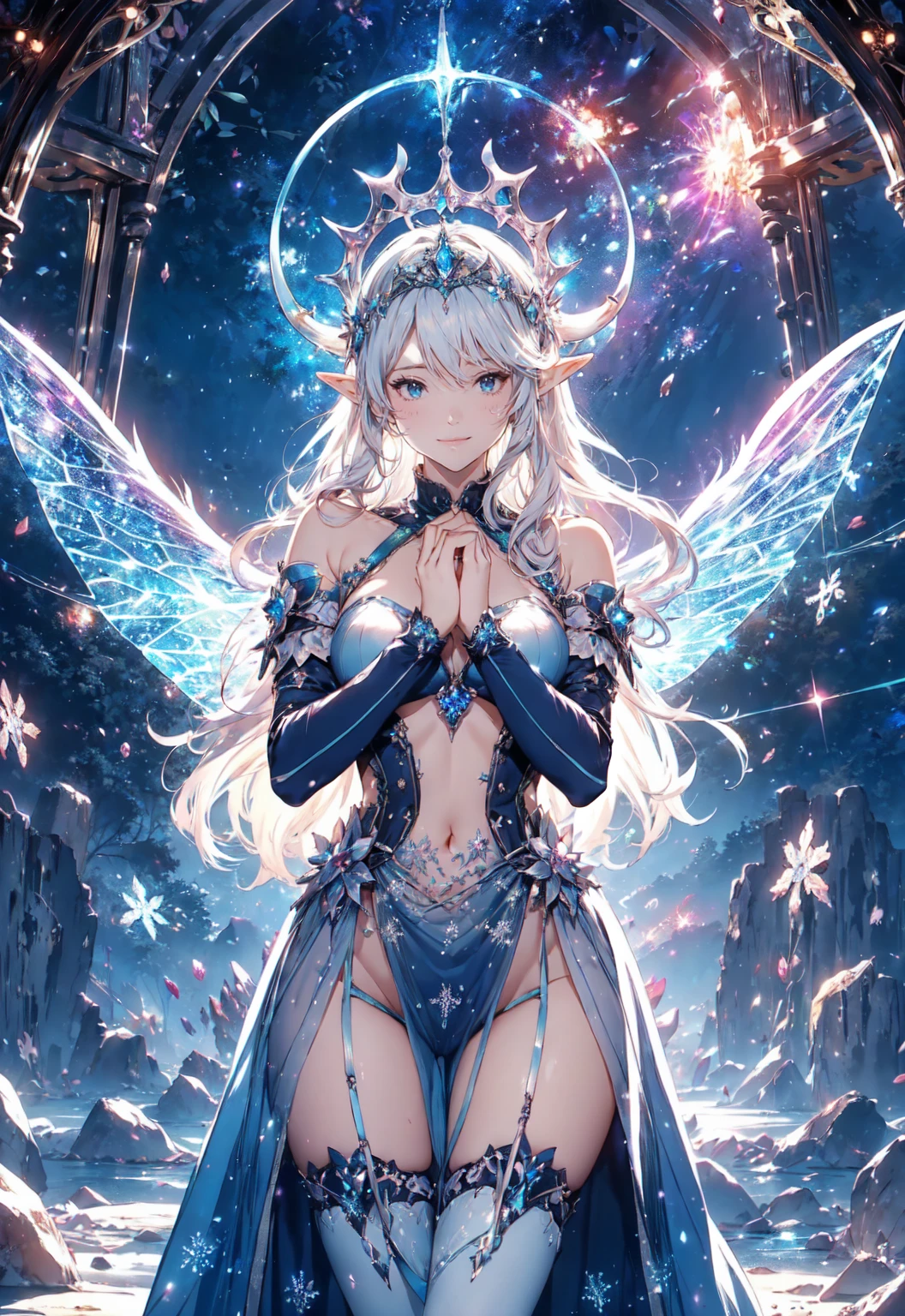 最High Quality、1 female elf、succubus、(( cowboy shot ))((full body stockings))'((see-through bodystocking with obscene legs))、beautiful瞳、tears、and raise your arms behind your head、beautiful装飾、、 ice tiara 、、A world made of ice、最High Quality , fractal art.Ice Throne、Ice World、bikini、beautiful大きなお尻、 ((Laugh beautifully、))((Glowing Ice ))SMqueen、beautiful顔、orgasm、ecstasy、全身beautiful装飾のストッキング、Demon World、Ice crystals、Snowflakes、Ice Wall、Ice World、Large front、 beautiful輝き, high definition depiction , realistic, 8k, Unity, beautiful太もも,,Giant demon wings、Rainbow color shining wings、、 light smile, beautifully and vividly drawn, , beautiful beautiful透き通る肌、輝くbeautiful装飾の魔法、Huge horns、 Demon King、、beautiful装飾の角、 , beautiful、 romanticism,mosquito。 混沌の最もbeautiful形, Mr...々 Intertwining flowers々, particle, Magical Gentle Light ,smile,,Image Quality、masterpiece、beautiful顔、Super beautiful elf woman(( big 22 year old OL 、Bust 120,beautiful long ironed hair、silver hair、: 165cm。、Esbian、、High Quality、、visual art、最High Quality、1 female elf NP: LOWEST QUALITY ,beautiful fractal art 、、、light、beautiful radiance, high definition depiction , realistic, 8k, Unity, , light smile, beautifully and vividly drawn, , beautiful, beautiful, clean skin、 Countless rays of light pouring down, Swirling Light, Big Background, , Intense light is emitted from the magic circle in front of the girl. romanticism,cowboy shot: 最High Quality