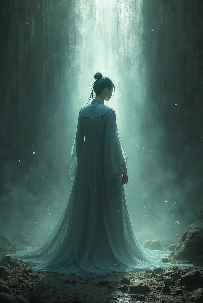 - **main body**：one person（can be the protagonist，style可Fantasy、Xianxia）It is separating or emerging from its own earthly shadow，。  
- **Atmosphere**： Mystery、Fantasy、surreal，shadows and the surroundings are relatively dim，But those separated from the shadows bathed in the sun。can have **shadow energy、Glow、 Particle Effects**。  
- **style**：in your own ** high detail、high light and shadow、cinematic composition**。  