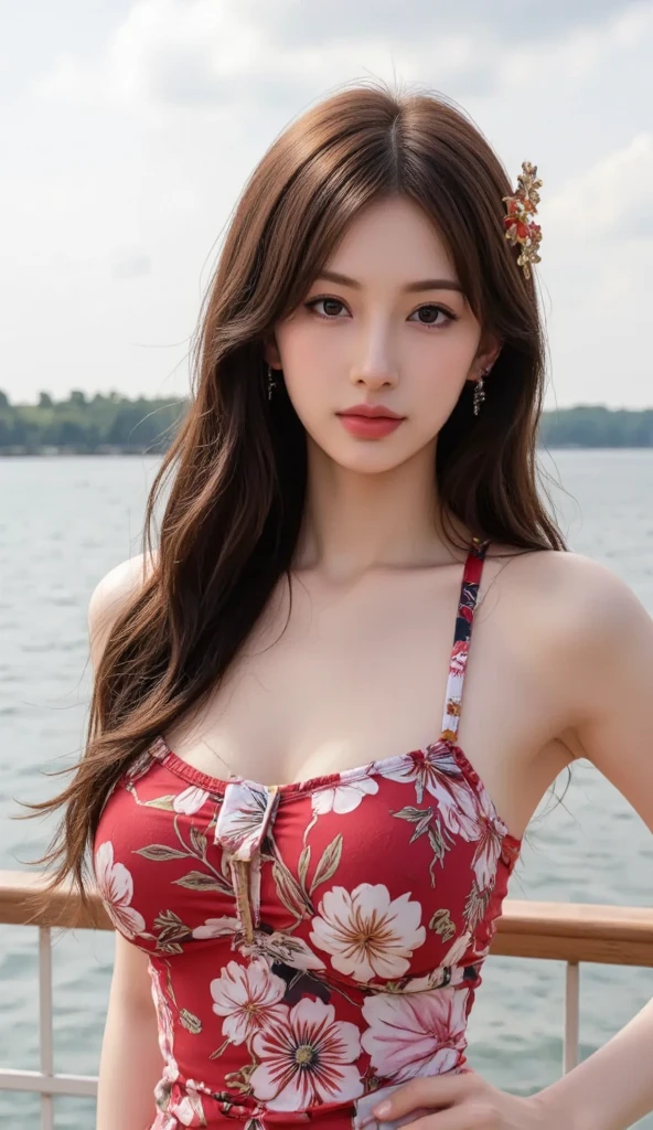 ((Best Quality, 8K, Masterpiece: 1.3)), (Flower Cap: 1.3), Focus: 1.2, Perfect Body Beauty: 1.4, Buttocks: 1.2, (Layered Haircut: 1.2), (Dark Street: 1.3), Highly detailed face and skin texture, Full body, Fine eyes, Double eyelids, Whitening skin, Long hair, (Round face: 1.5), (Bikini top
, bikini bottoms: 1.6)