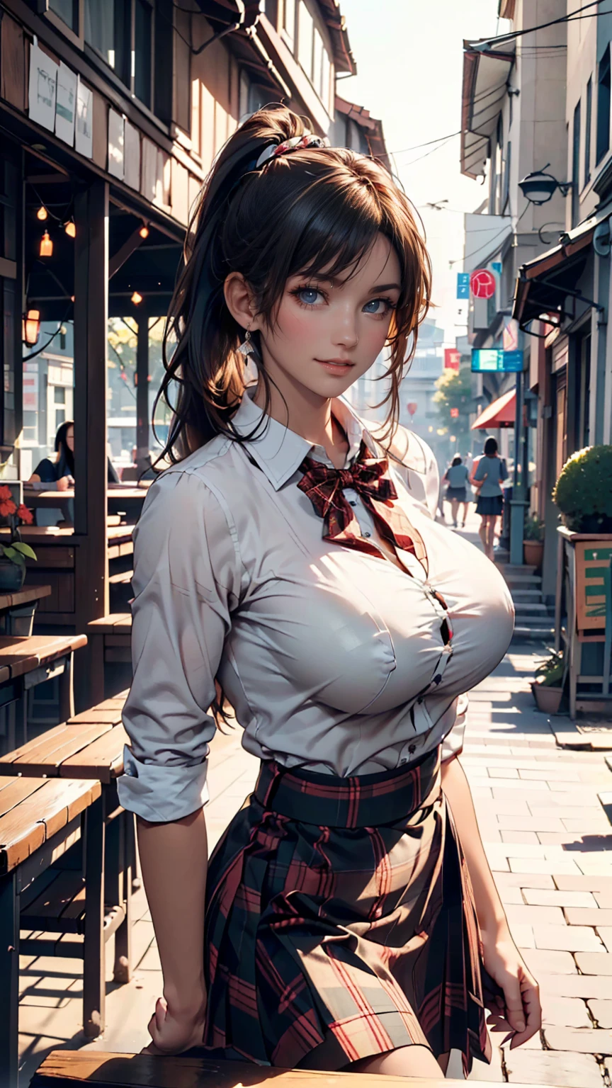beautiful dark skinned filipina woman, private, sweater vest, (((plunging neckline))), leggings, pigtails, seductive street pose, photorealistic, (best quality,4k,8k,highres,masterpiece:1.2),ultra-detailed,(realistic,photorealistic,photo-realistic:1.37), hyper detailed, gorgeous, cinematic lighting, vivid colors, intricate details, iper realista