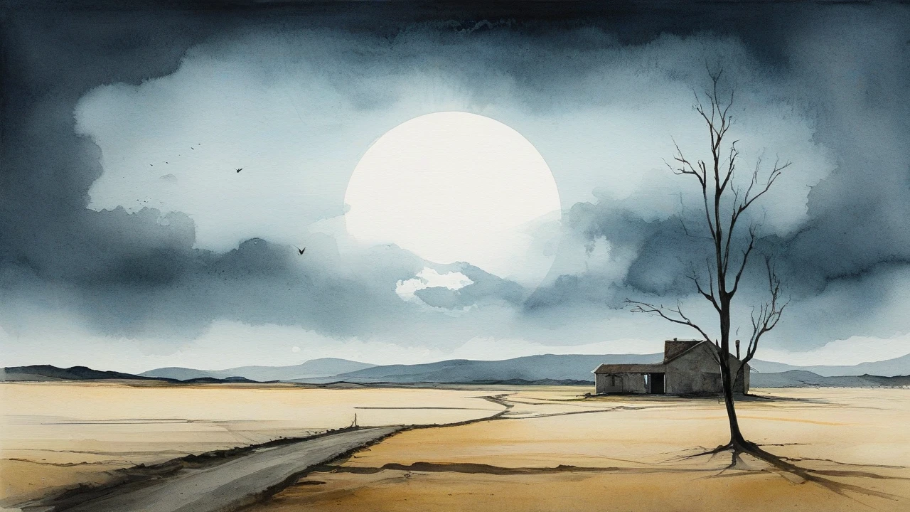 One last look before leaving. Surrealist art style combined with a slightly dark watercolor paint, lemluc