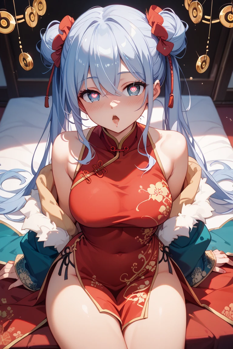 anime - style image of a woman in a red dress sitting on a bed, Seductive Anime Girl, azur lane style, small curvy loli, Onmyoji, Trending on CGSTATION, from girls frontline, by Shitao, Kantai Collection Style, anime goddess, keqing from genshin impact, loli in dress, Trending on ArtStation pixiv