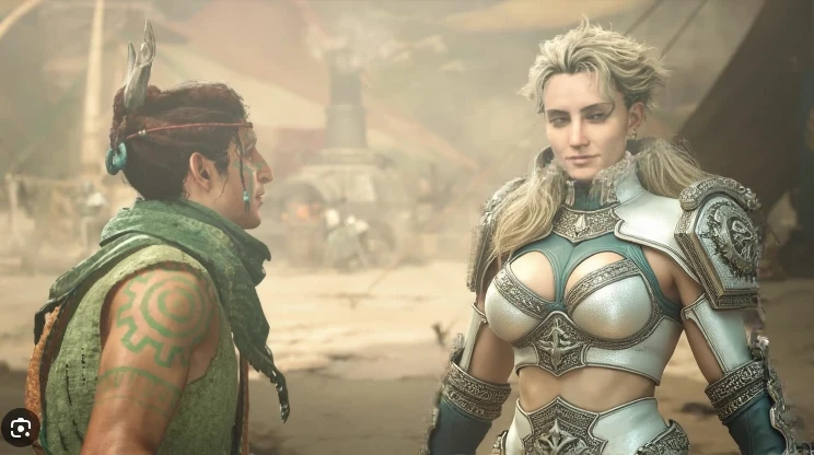 (masterpiece:1.2), (best quality:1.2), (extremely detailed:1.2), (extremely detailed face), (photorealistic:1.2), (ultra detailed), 8k, 1girl, full body shot, muscular body, medium boobs, shoulder length hair, dark red hair, tribe tattoos, girl wears warrior armors, angry expression, battle stance, (staring at each other:1.2), look at orc, in colosseum, <lora:orczor_v4.0:1>, (rczor1.2), orc, monster, green skin, muscular, size difference, height difference, tusks,