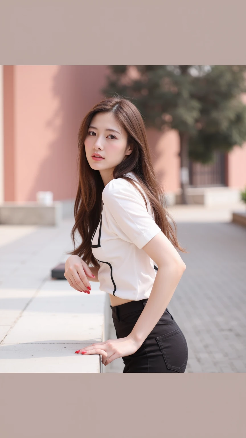 ((Best Quality, 8K, Masterpiece: 1.3)), (Japanese Cap: 1.3), Focus: 1.2, Perfect Body Beauty: 1.4, Buttocks: 1.2, (Layered Haircut: 1.2)), (Dark Street: 1.3), Highly Detailed Face and Skin Texture, Fine Eyes, Double Eyelids, Whitened Skin, Long Hair, (Round Face: 1.5), (Short Sleeves, Shorts: 1.6)