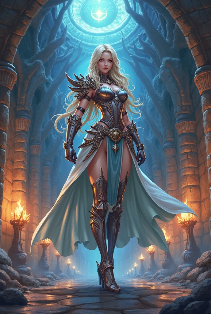  Epic Beautiful painting of Michelle-Pfeiffer as perfect gorgeous female warrior, shapeless long fullbody, perfect features, (wearing extremely baroque armor Chainmail_Armor), abstract beauty, near perfection, pure form, dynamic pose, ethereal background, (deep dark shadows), (strong cinematic lighting), (back lighting), concept art by Greg Rutkowski and John William Waterhouse and Alphonse Mucha, stunning details, intricate details, hyper post-production, ultra High resolution, super high details, trending on ArtStation, ultra sharp focus, depth of field f/1.8, studio photos, (((looking at camera))) magv1ll high details, best quality, absurdres [ultra detailed], masterpiece, best quality, (extremely detailed), dynamic angle, ultra wide shot, photorealistic, ((fantasy art)) ((larry elmore style)), dnd art, rpg art, realistic art, female human druid of the stars, guardian of nature, controlling magical energy made of stars, swirling blue stary magical light, divine symbols (1.5 intricate details, Masterpiece, best quality, absurdres), human female,  extremally beautiful, ultra feminine, dynamic hair, dynamic hair color, wearing leather armor, holding a staff, moon light, stars, dynamic natural background,  RPG art, magical atmosphere magic-fantasy-forest, ultra best realistic, best details, best quality, absurdres, [ultra detailed], masterpiece, ultra best quality, (extremely detailed), ultra wide shot, photorealism, depth of field, hyper realistic painting, 3D rendering, varies multi etc. --v 6 --s 1000 --c 20 --q 20 --chaos 100