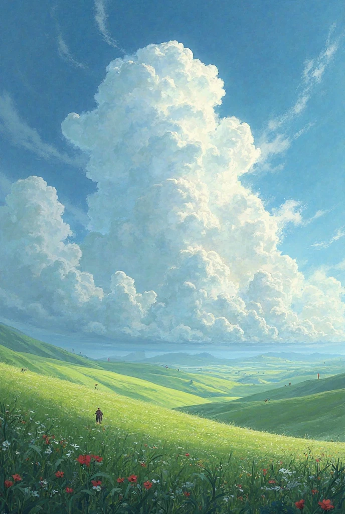 Landscape cloudy sky and field