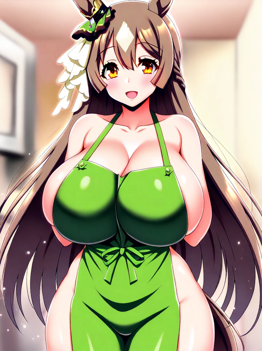 (8K, Best quality, tmasterpiece:1.2),\(eye detailed\),(\(Clothes detail details\)\),full bodyesbian,(huge tit),(Facial focus) ,Very detailed CG unity 8K wallpaper,hugefilesize,ultra - detailed,A high resolution,absurderes,beautidful eyes,Ray traching,dramatic shadow,finely detailled,Dramatic angles,Hyper-detailing,(1 girl:1.3),(Solo),,Mature female,Long hair black,Green eyes,Wearing(cosplaying_magical girl,very cute yellow dress with ruffles,Large Ribbon Bow Tie Back),