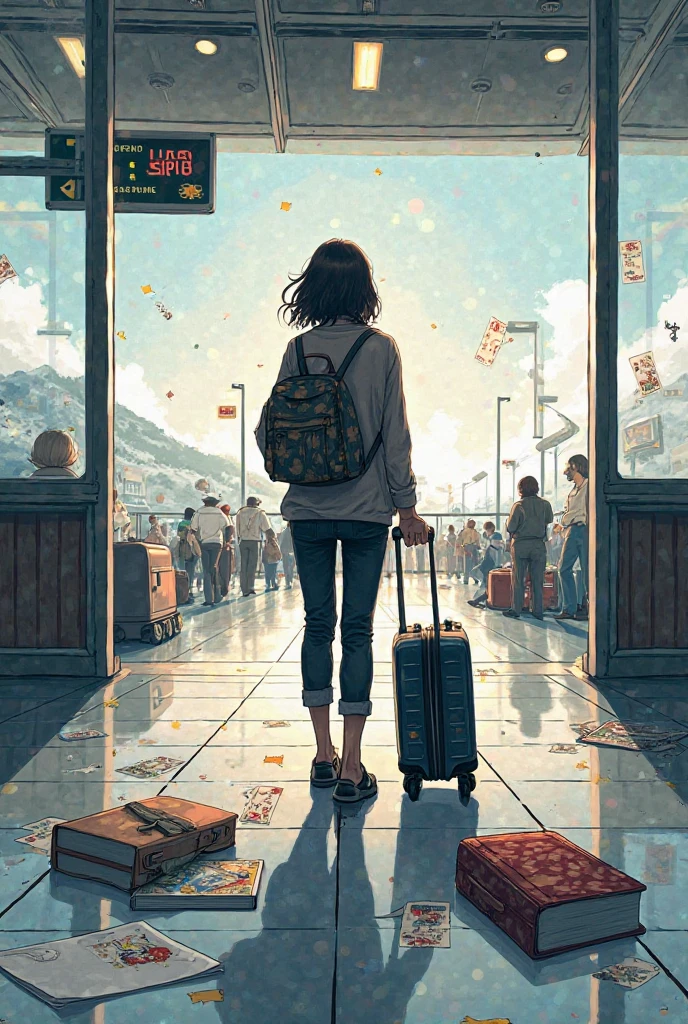 Turning away from airport book suitcase manga