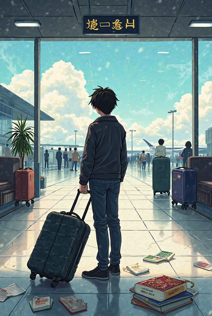 Anime boy who arrives home and finds his bags already packed upon entering