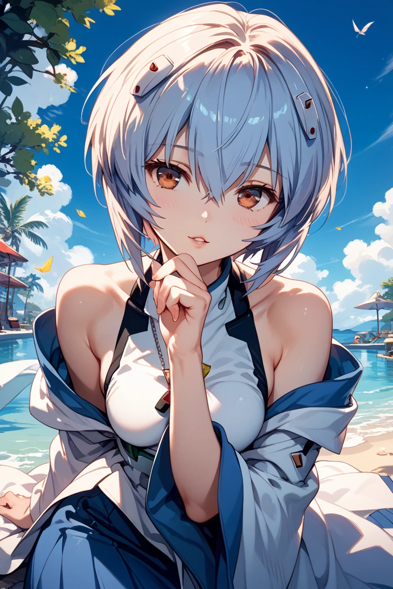 uma fada de perfil, garota com chifres delicados, cabelos brancos, costeletas longas, short bob hair, olhos com cores diferentes, decote, longas asas de borboleta, colorwater, colofull, corpo inteiro, (((sitting in only her underwear with her feet in the extremely blue water))), vagalumes iluminas a noite, big ass, thick legs, {papel de parede de unidade CG de 16k extremamente detalhada}, fotografia de paisagem expansiva, (a view from below focusing on the character and the sky above), (Wide open field view), (low angle photo), (luz alta: 1.1), (luz baixa:1.5), (fonte de luz quente: 1.2), detalhes complexos, (cores iridescentes: 1.5), (Bright lighting), (atmospheric lighting), Sonhador, unico