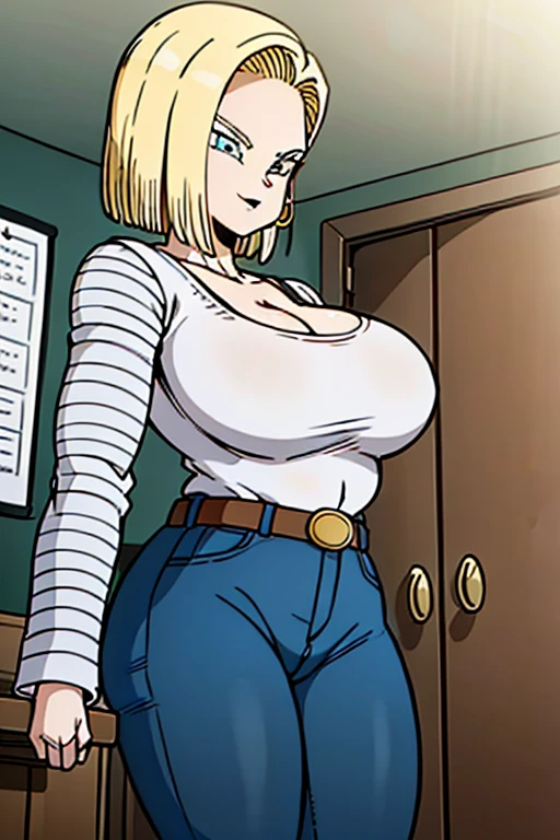 Large Breasts, stick out your butt and blush, Open your mouth a little, blue eyes, Blonde, Shortcuts, back view