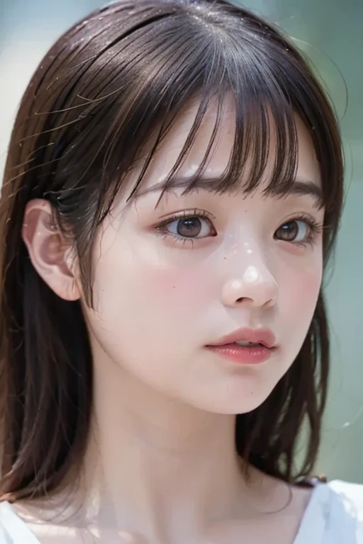 Female university student。With bangs。Black Hair。cute image。A little bit more grown-up。