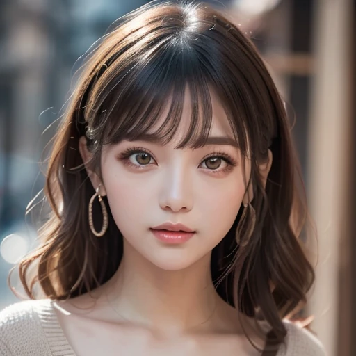 Canon RF85mmf/1.2,masterpiece,highest quality,Ultra-high resolution,VC,1 girl,(Korean mixed race,K-Pop Idols:1.2),alone,white_Shiny_skin,Iris,necklace,((Brown_length_Wavy_hair)),((pink_Shiny_lips)),eyelash,前hair,make,compensate,Shiny,pore,skin texture,bracelet,Off the shoulder,See through,Big Breasts