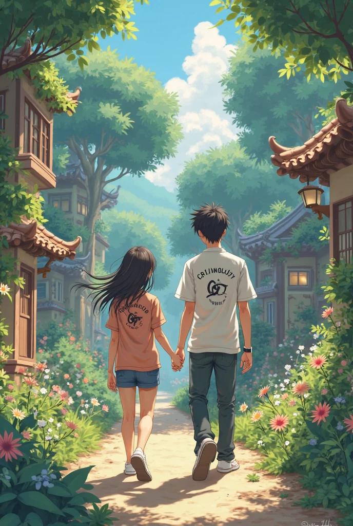  picture of couple in ghibli and they wearing criminology shirt