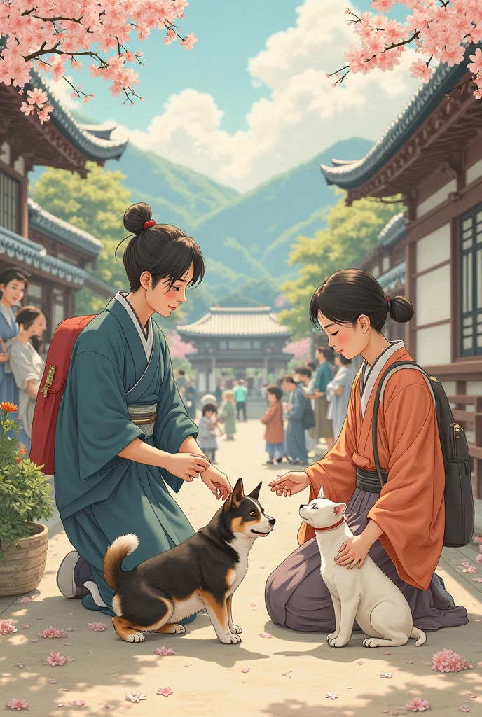 Japanese people with dogs and pets