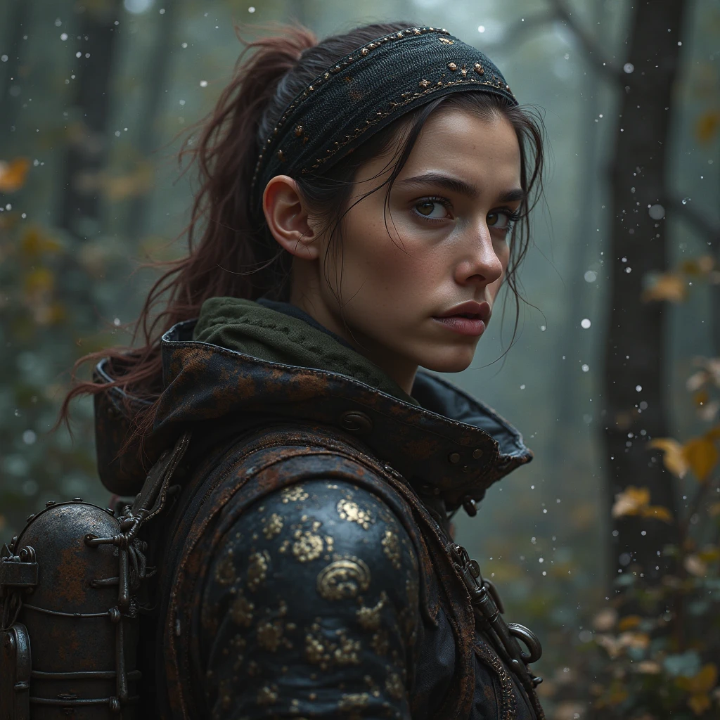 巨大なshieldを持つ女のTraveler、Dot ultra fine,4K,8K,realistic,like the picture,Professional,EXTREME DETAILS,generative model art,HDR,studio lighting for women,detailed oil painting,bokeh,rich colors,dark atmosphere,Traveler,female,shield,Polka dot pattern