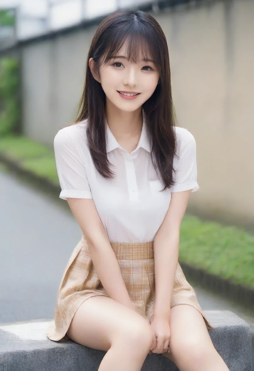 a lot of details, (underweight), 30 years old, detailed black hair, beautiful detailed hair, super fucking beautiful, delicate beautiful face, complex details beautiful and delicate eyes, perfect hands, (flat chest best quality:1.5), perfect and delicate limbs, detailed skin, best quality, ultra-detailed,(cheerful grin:1.3),
whole body, Top view, squatting, short hair with long locks, short sleeves, (downblouse:1.7),short shorts, overexposure, beautifuly color Clothes, falling petals,