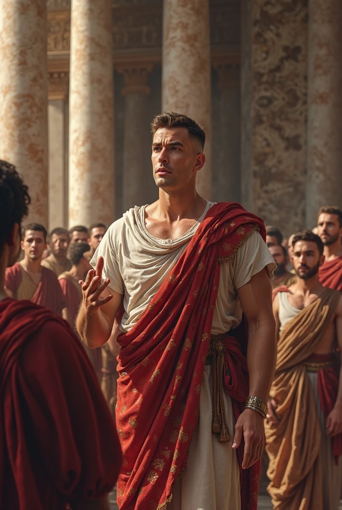 Young roman about to be executed by the gallows