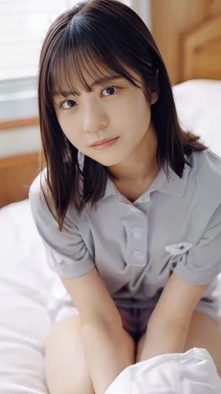Japanese,9 years old,innocent face,teenage girl,cute,primary school student,pajamas,summer clothes,sitting,thighs