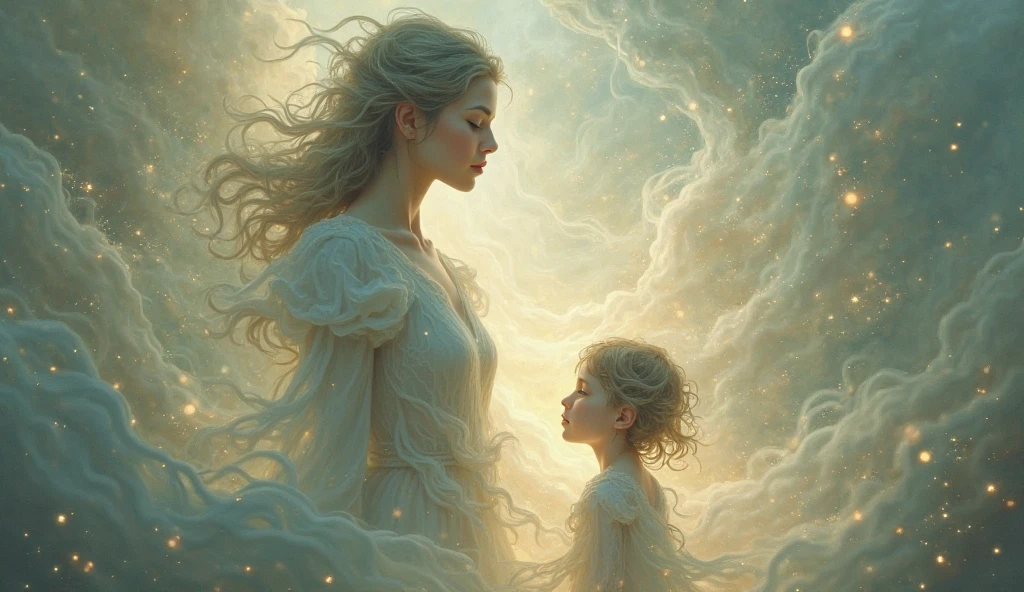 A symbolic image of her dream merging with the dreams of little ren.