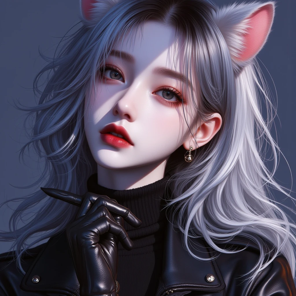 (Highest quality, sketch:1.2),Realistic,Illustrator,anime,1 Girl, Detailed lips,sweater,custom,Pink gradient background,Neon Hair,Texture Cropping,masterpiece, Style: Retro Classic, Dark Black、Braid、Under the Moon、black and purple hair、Beautiful Book、Blue butterfly hair ornament、Upstyle Hair、Hair is a night ,Scary demon、Black eyes、Horns growing、Japanese demon、Darken the whites of the eyes、wear Kimono、Pure white skin