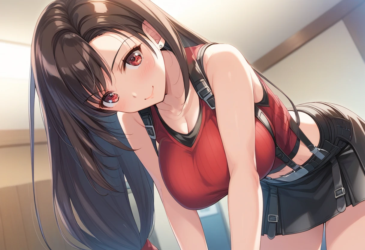 woman,Full body photo, ((Bright room in the middle of the day. ))) Best image quality, high quality, The background is clear,きれいなwoman, Japanese, detailed, detailed eyes, detailed skin, Beautiful Skin, 超High resolution, (reality: 1.4),とても美しいwoman, A little younger face, Beautiful Skin, thin, (Ultra-photorealism), (High resolution), (8k), (非常にdetailed) (Beautiful and detailed eyes), (非常にdetailed), (detailed face), Displaying the viewer, Fine details, detailed face, Staring straight ahead, Staring straight ahead, Photo Real, Baby Face,Hairstyle: short hair,smile,(((Misato Katsuragi、Red short sleeve leather jacket、Leather Bikini、mini skirt)))(Flat chested,)(((flat chests,)))((smile,))hair over one eye, from below,