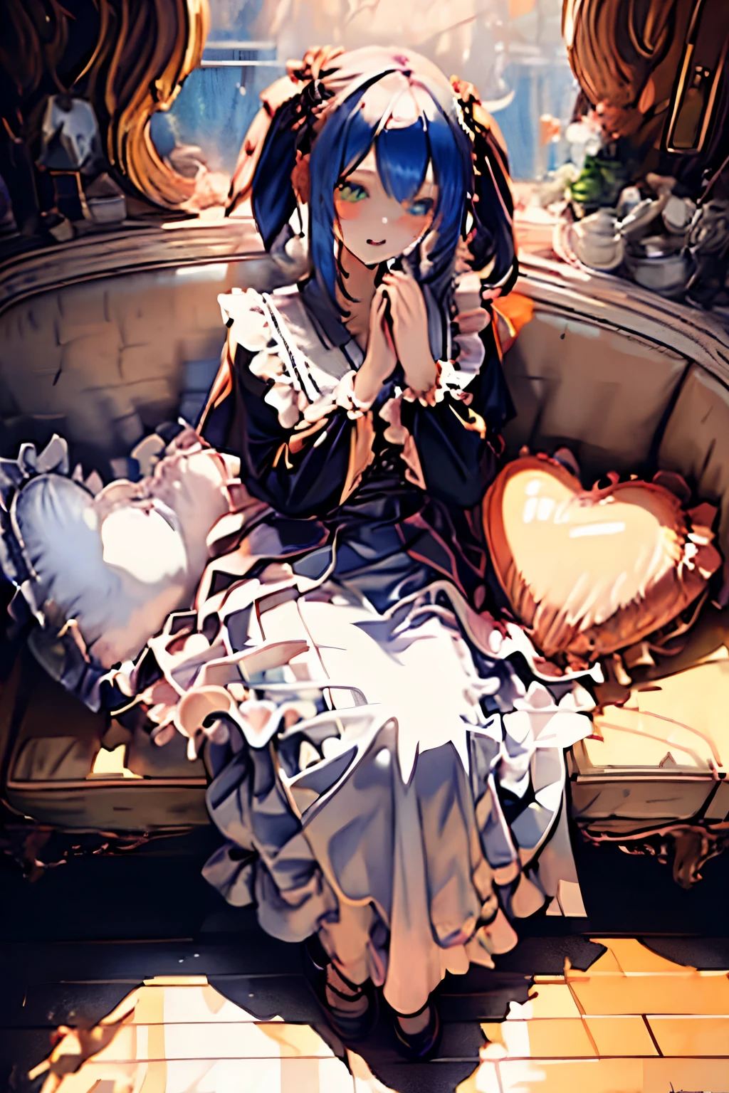  cute twin 18-year-old girl , Green medium hair, Lustful, Lustful Face, Big brown eyes, Excellent figure,  twin fashion ,  wearing white loose ruffle clothes ,  Full of Tattoos, They are sitting together,  snuggle up to each other 、 happily rubbing their faces ,  pastel dots and hearts on the background, shading effects, Gradient Magic Effects, Foggy Filter Effects, glitter effect, (Super Detail, absolute resolution, top quality:1.3), 2.5d, delicate and dynamic,  art pictures, super realistic, Graphic CG 