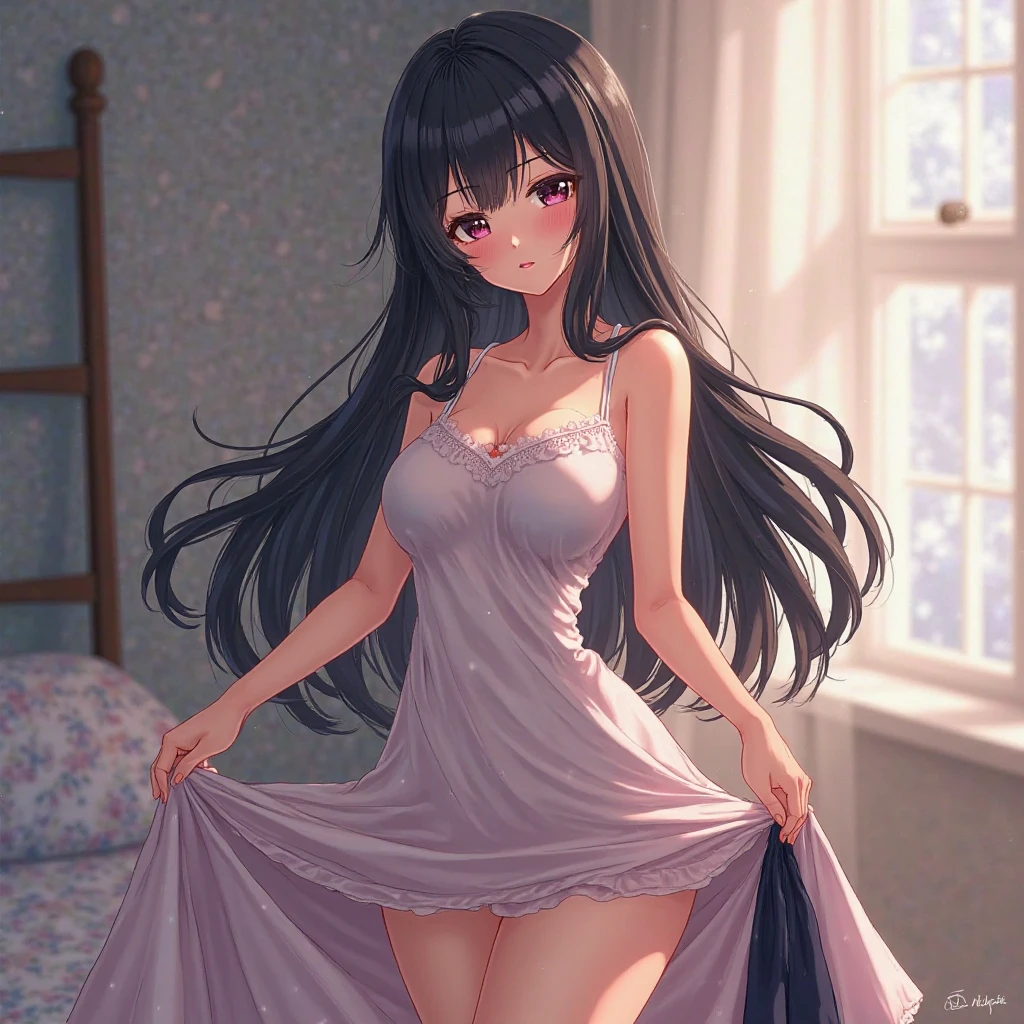 Japanese girl lifting skirt showing underwear