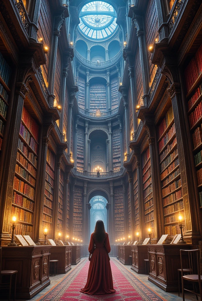 Close up of a bookshelf filled with lots of books, Magic Library, standing inside a Magic Library, Item Search Puzzle Book , very detailed, Magical Doorway , book filled, Book Cave, そこら中に本がある,  Bookshelf Small Library , inside a castle library,  brightly colored books , A room like a puzzle, fancy library,  Inside an Old Magical Store 