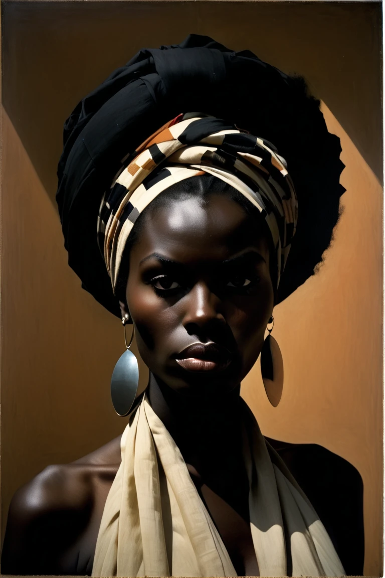  Page de style d 'Euan Uglow,p1c4ss0,portrait d'une femme africaine très noire avec un foulard sur la tête, une poitrine opulente, soutien-gorge focus, Un paradoxe optique:1.2 se déplie comme un éventail:1.1 Volez dans le ciel éternel:1.2, se concentrer sur la poitrine lourde,  avec de belles fesses qui est venue faire du shopping dans un centre commercial, leurs échelles reflétant les subtilités de la tessellation:1.1,un clin d'œil à l 'obsession de l 'artiste:1.2,