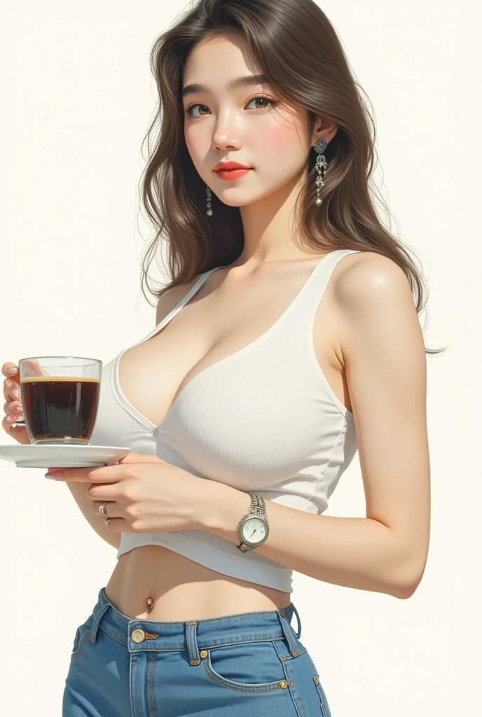 ((Best Quality, 8K, Masterpiece:1.3)), 40k, photography, Perfect Body Beauty:1.4, Cinematic lighting, Black long hair, straight Bangs, (white batik:1.1) , (in front of cafe:1.2), Highly detailed face and skin texture, Detailed Eyes, Double eyelids, skin brightening, perfect faces, (Huge breasts:1.5), (nighttime), Smile, Earrings, necklaces, mature women, coffee on table, (a women sitting in front of cafe), s whole body, Pretty legs, high-heel