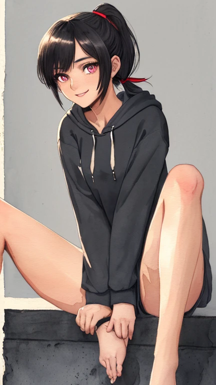 sexy, dressed, shy, skinny, Eyeliner, smile young, flat chested, sitting, excited look, naked torso, pussy, ass, full body view, anus, back view, front view, side view, under view,