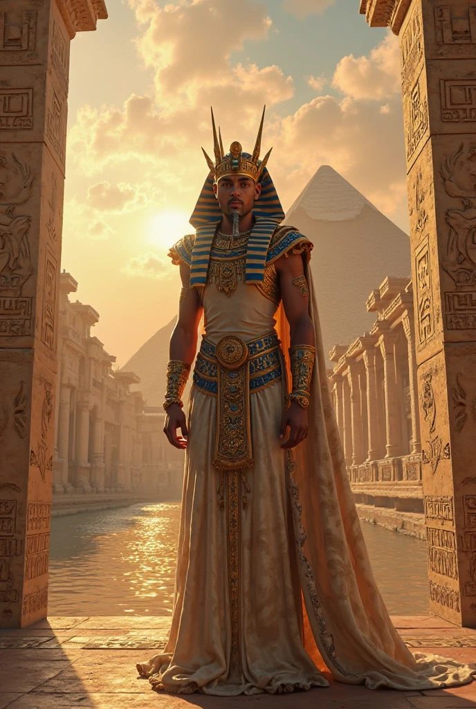 generate a high quality image of a giant man under the sun in ancient Egypt