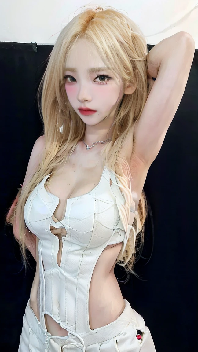 (in 8K、Raw photography、top-quality、hight resolution、realisitic、masterpiece:1.2)、high-definition RAW color photography、professional photograpy、((seduces、Wearing only panties、Toned abs))(realisitic、realisiticな:1.37)、ciinematic light,A highly detailed, 32k wallpapers, Best Quality, Ultra-detailed, masutepiece, realisitic, Photorealsitic((twogirls、blonde hair、White hair、Blue and white striped panties)),in the light、((glistning skin、The body of a gritty、All nude、Always wear panties)),14years,へにょへにょしたA smile,skinny thigh,waist with constriction、tiny chest、Breast on the cutting board、2-knot hairstyle、((red lipsticks))Longhaire((A smile)),Looking at Viewer,slender and long body, (極度にtiny chest:1.5),Slender body, small hips. tight butt,cute butt,(Lean, lean body)