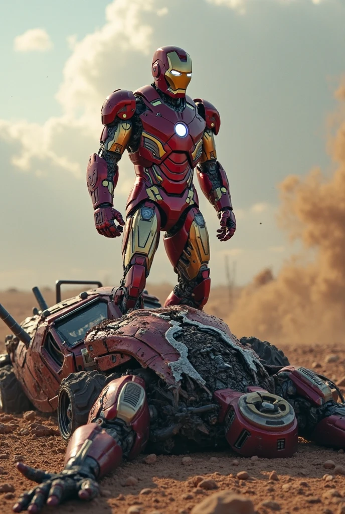 ultraman iron man way big very high attack at army . army day bomb . sea, beach . everywhere lot of soldier in battlefield.world war 2. tilt shift photography. lot of war. tank.aircraft 1940. air drop
