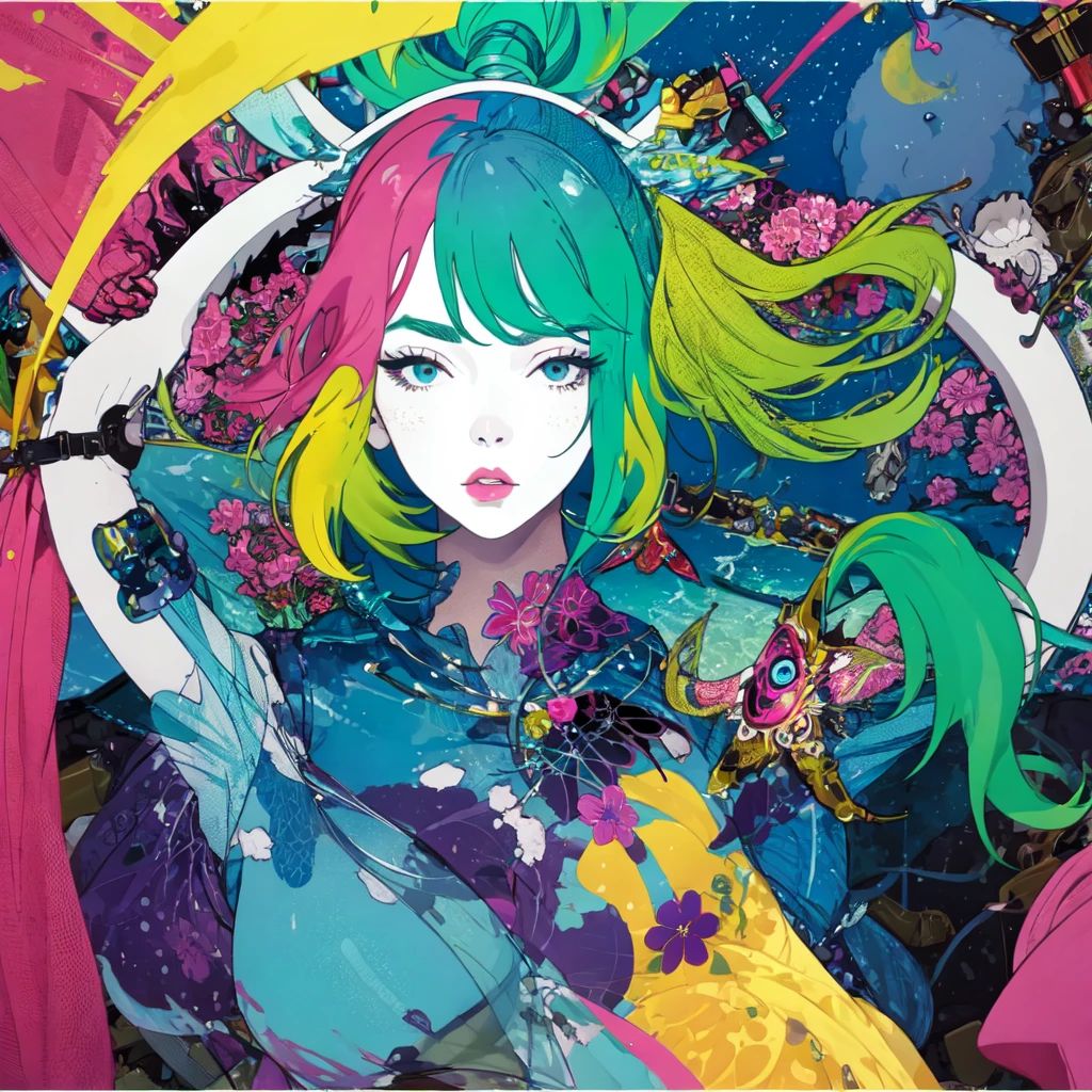 (otherworldly), highly insanely detailed, masterpiece, top quality, best quality, highres, 4k, 8k, RAW photo, (very aesthetic, beautiful and aesthetic), cleavage cutout, a colorful background, multicolored background, asymmetrical breasts, asymmetrical clothes,
chch-style, circlet,watercolor \(medium\), painting \(medium\)
<lora:chichi-v1fix-lora-32dim-8ep-novae-newcraft:0.8>, (fantasy world)