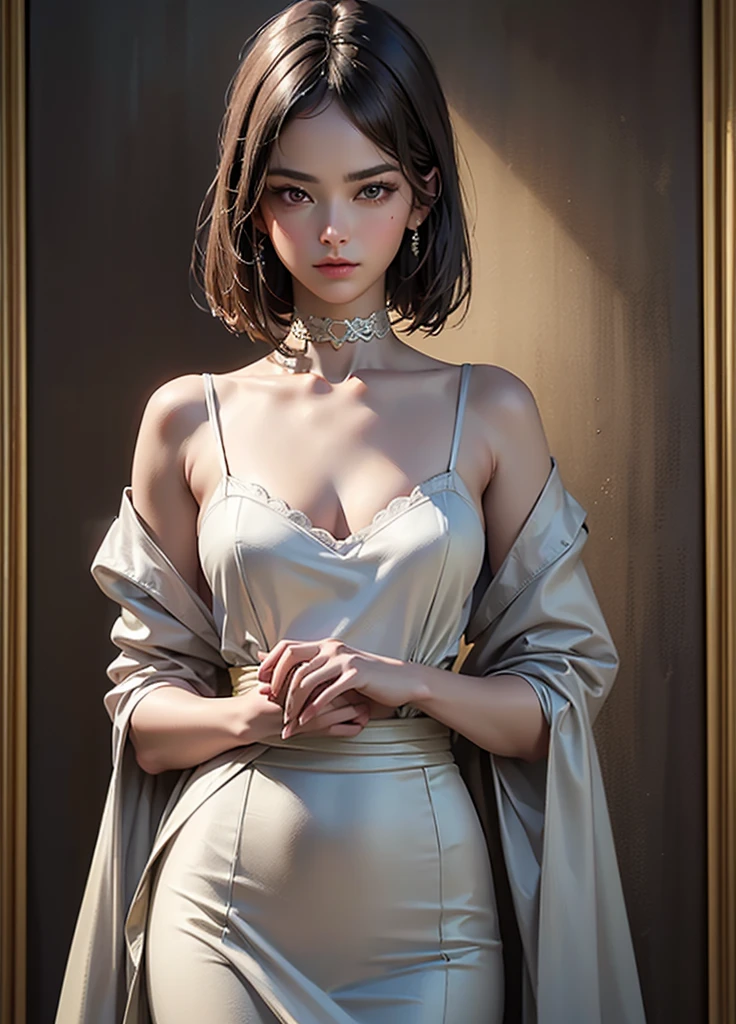 ((top quality)), (超HD), (very detailed), (detailed explanation), (( best CG )), (masterpiece), Super Fine Art  , (top quality、8k、32K、masterpiece)、(realistic)、(realistic :1.2)、(HD)、very detailed、very pretty face and eyes、1 woman、((:1.3))、thin waist、delicate body、(top quality,  attention to detail)、(top quality、8k、Oil paints:1.2)、very detailed、
