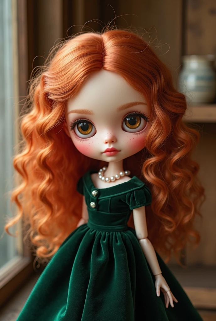 Create a doll with green eyes