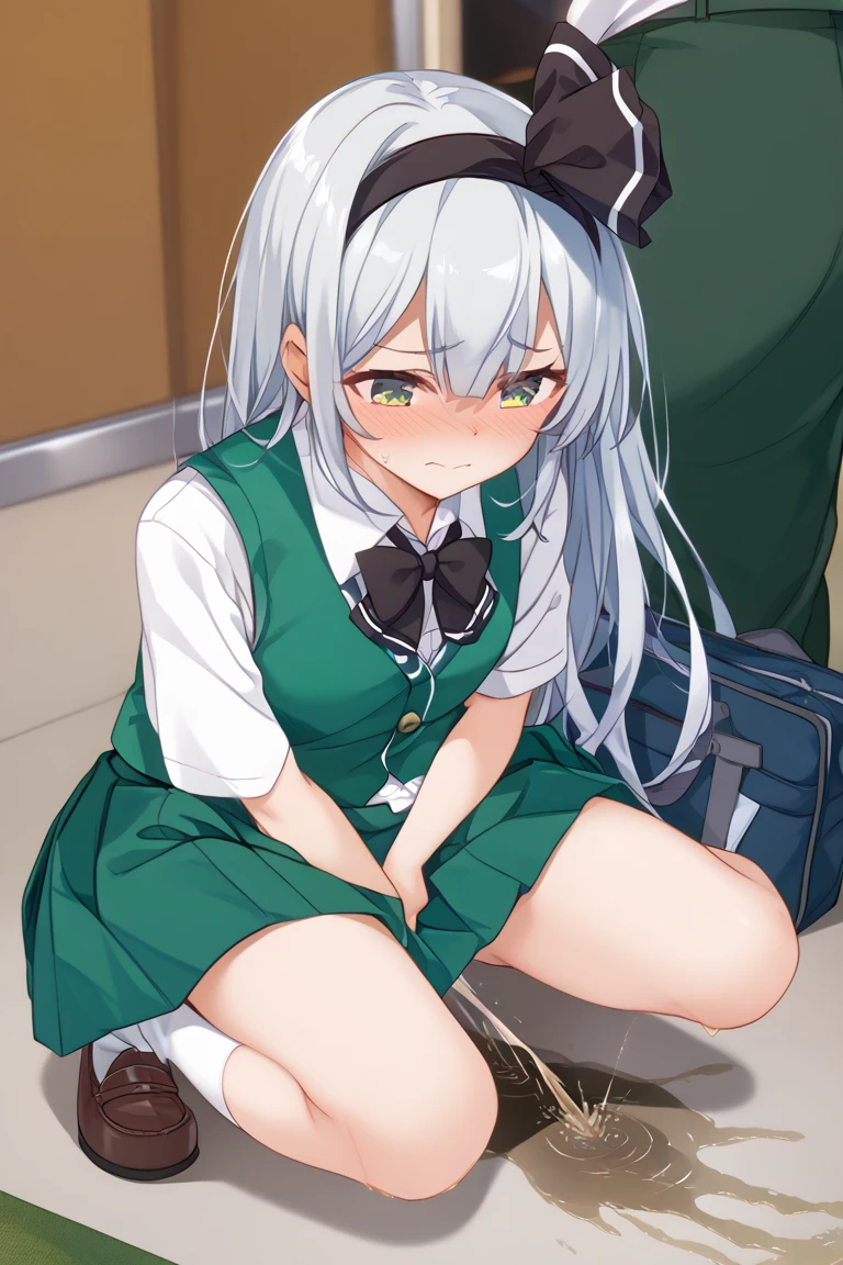 Highest quality I have long hair Gray Hair Konpaku Youmu Red eyes Odd Eye kind Cat ear Mastuejaculation ejacuperson