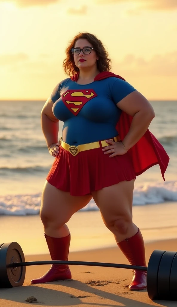 (mature superheroine bbw , full body,), hands on hips and legs apart, hypno,