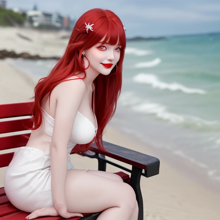 arafed woman with red hair and blue eyes laying on rocks, pale skin and dark eyes, pale goth beauty, pale skin and purple eyes, with pale skin, 1 7 - year - old goth girl, pale fair skin!!, very pale skin, very pale white skin, very very pale white skin, young beautiful amouranth, goth girl