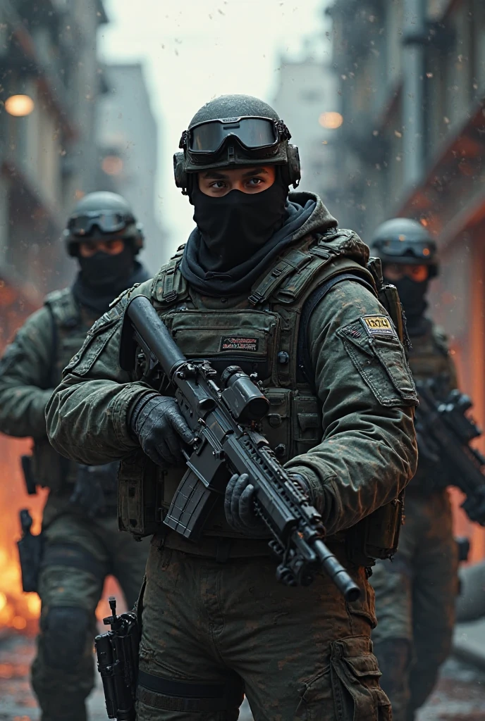 (extremely detailed 8k wallpaper), masterpiece, dark theme, adult theme, (((many elite military squad men in operation))), black suit of real special operations, machine guns, helmets with sensors and night vision, invading docks, dramatic lighting
