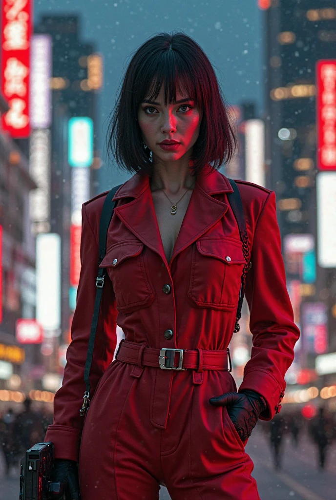 Tokyo semi-realistic female character Casa de Papel with weapon 