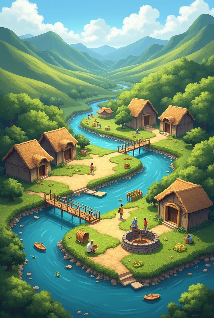 a village with rivers and clean water
